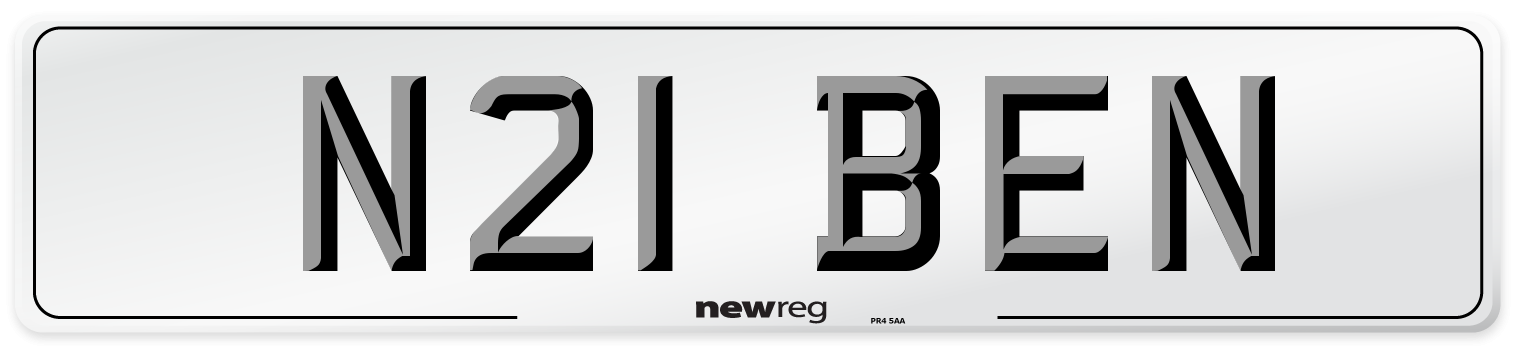 N21 BEN Number Plate from New Reg